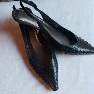 Black sling back heels